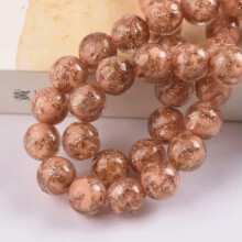10pcs 8mm 10mm 12mm Round Foil Opaque Handmade Lampwork Glass Loose Beads DIY-12mm-Champagne