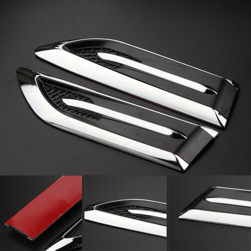 1 Pair 3D Shark Gills Simulation Car Side Air Vent Flow Decal Sticker