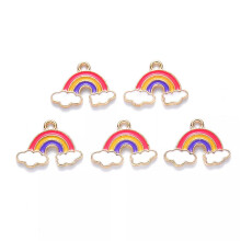 100pcs Alloy Enamel Rainbow Pendants Mini Colorful Metal Dangle Charms 14x18.5mm