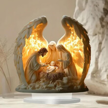 2D Acrylic Jesus Prayer Shelter Ornaments - Home Altar Decor, Easter Table Centerpiece, Religious Gifts for Baptism, First Communion