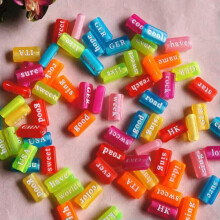 100 Assorted Acrylic Inspirational Word Letter Rectangle Beads 15X8mm Kids Craft-Mixed Transparent Color