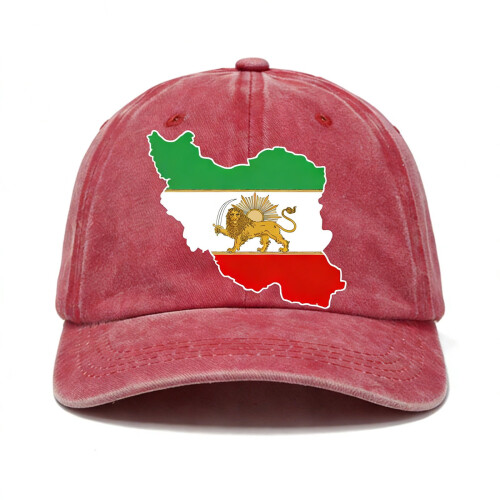 Iran Flag Map Baseball Cap for Men Watermelon Red