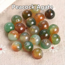 Round Natural Agate Stone Gemstone Loose Beads 4mm 6mm 8mm 10mm 12mm 14mm-Peacock Agate-12mm (10pcs)