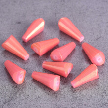 10pcs 15x8mm Coated Drop Cone Faceted Opaque Glass Loose Beads For DIY Jewelry-Golden Deep Pink