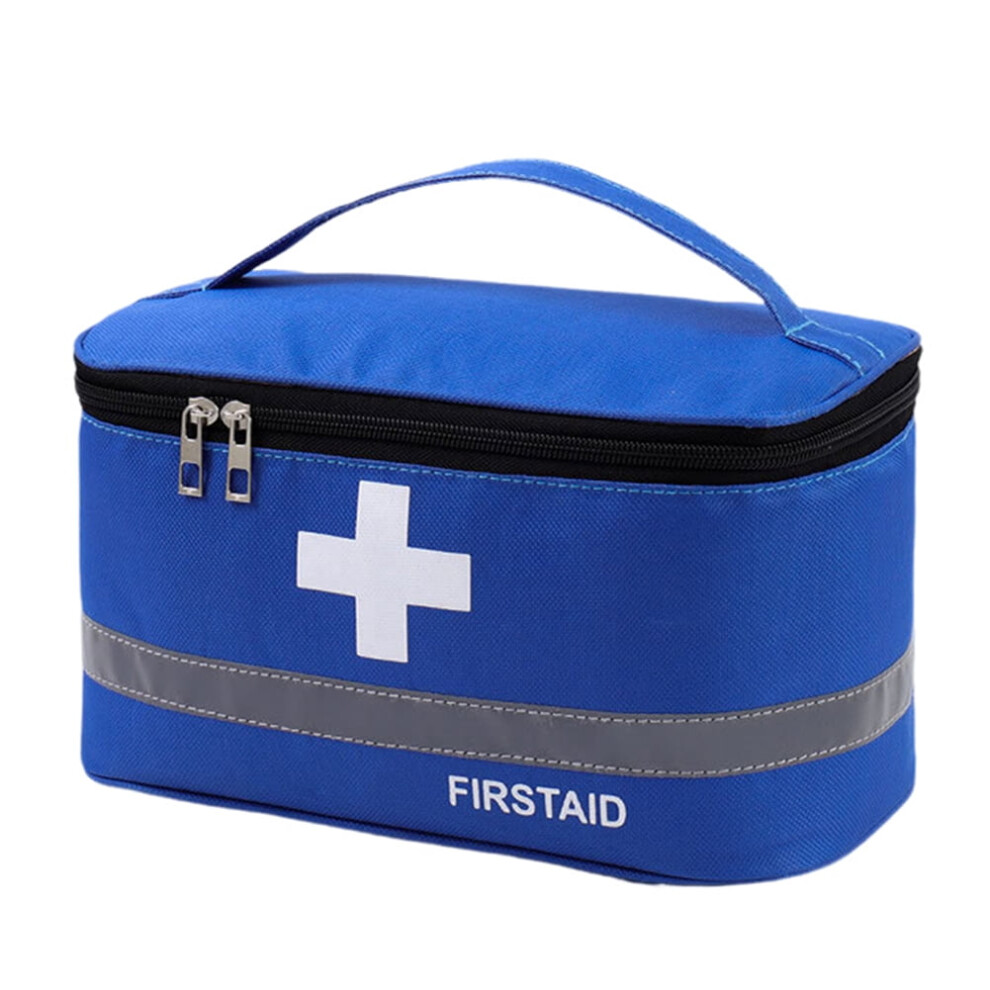 Blue Portable First Aid Kit With Reflective Strip, Large Capacity Medical Bag For Home, Outdoor & Travel Â