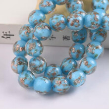 10pcs 8mm 10mm 12mm Round Foil Opaque Handmade Lampwork Glass Loose Beads DIY-12mm-Lake Blue