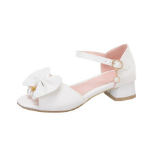 Girls Sandals Kids Heels Open Toe Ankle Strap Dress Shoes Flower Wedding Party for Toddler Little Big Kid White 12.5-13 Years