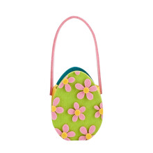 Mini Egg-Shaped Felt Candy Bag with Flower Decor – Easter Party Favor & Gift Wrap Holder, Compatible with Easter Themes