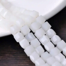 3mm 4mm 6mm 8mm 10mm 14mm Crystal Glass Cube Faceted Loose Crafts Beads Lot-(18) Jade White-6mm (50pcs)