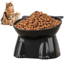Raised Cat Food Bowl – Plastic Elevated Cat Bowl, Dishwasher Microwave Safe – Non-Slip Cute Pet Food & Water Bowl for Cats and Small Dogs, 5",