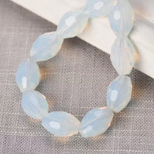 Rugby Oval 8x6mm 10x8mm Faceted Crystal Glass Loose Beads for Jewelry Making-10x8mm (20pcs)-Opal White