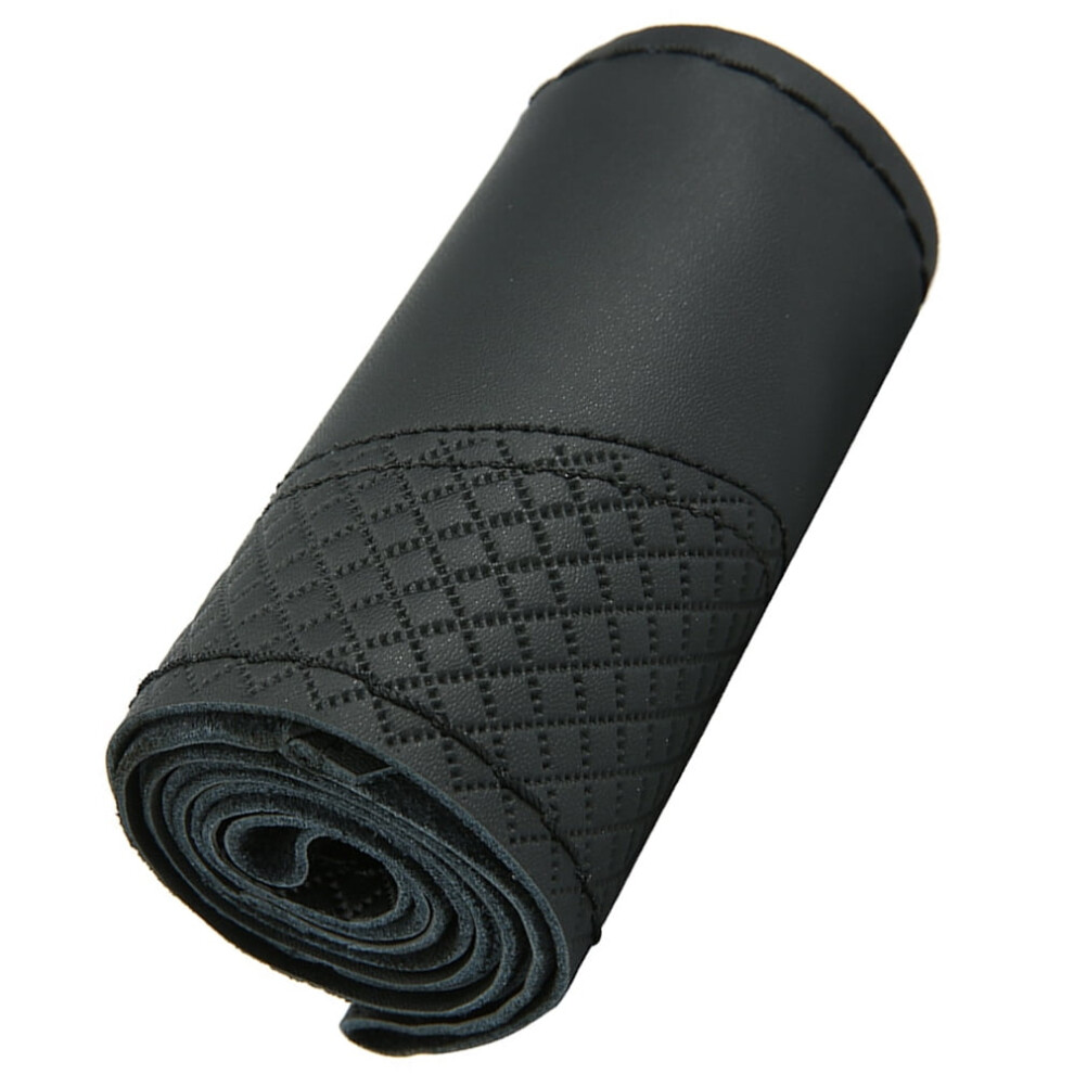 Hand-Sewn Leather Steering Wheel Wrap For 38Cm Wheels, Compatible With Most Cars Â Black 9448483640800