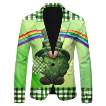 Relaxed Fit Men's Formal Jacket Blazer Mens St Patricks Day 3D Digital Printed Lightweight Business Suit Jacket for Formal Wear