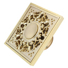 Gold Copper Floor Drain Set for Bathroom, 10x10cm, European Style
