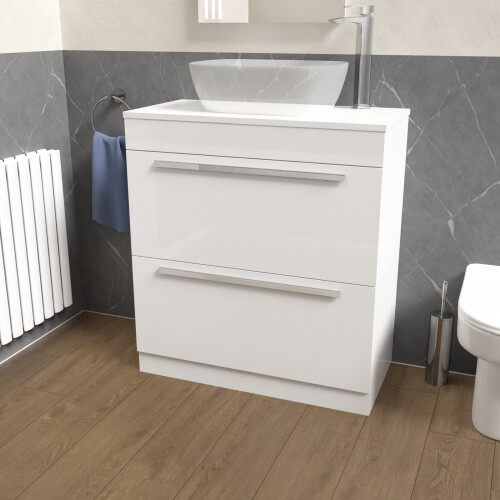NES Home Nes Home 800mm White Vanity Unit Cabinet With Worktop 2