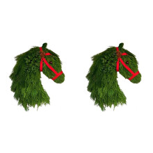 2X Paardenkransen voor de Voordeur Mooie Kerstpaardenhoofd Kersttraining Paardenhoofdkrans, Kunstmatige Kransen