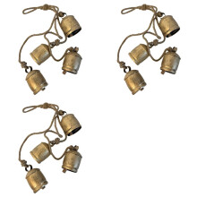 3 String 4PCS Cow Bells Cluster Rope Large Rustic Vintage Lucky Cow Bells Rope Wall Hanging