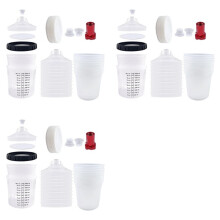 30X Paint Sprayer Mixing Cup Liner and Cap System for HVLP Spray Guns, Automotive Paint SprayGun 20 Oz (600 Ml) Kit