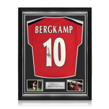 Dennis Bergkamp Signed Arsenal Original 2000-02 Football Shirt. Superior Frame