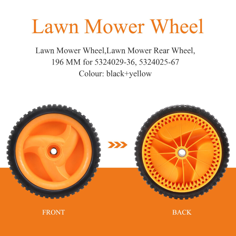 196 Mm Lawn Mower Wheel For Husqvarnaa For Mcculloch 5324025-67, 5324029-36, 532402567, 532402936 6031264442781