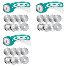 3PCS 45mm Rotary Cutter for Fabric with 24Pcs Rotary Blades, Rolling Fabric Cutter Crochet Skip Blade Perforating