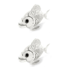 2X Modelo de DecoracióN de Halloween de Pez Esqueleto, Adornos ArtíSticos de Hueso Pez, Calavera, Carpa, Animal de PláStico