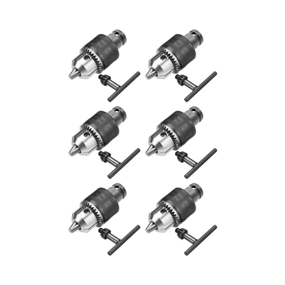 6Pcs 1.5-10Mm 1/16 Inch - 3/8 Inch Capacity Key Drill Chuck Wrench Converter 1/2 Inch Socket Square Female Adapter 6033708721384