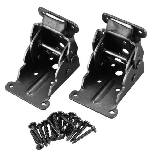 4Pack Folding Brackets, Lock Extension Support Bracket Foldable Self Lock Hinges with Screws for Table Bed Leg Feet 1