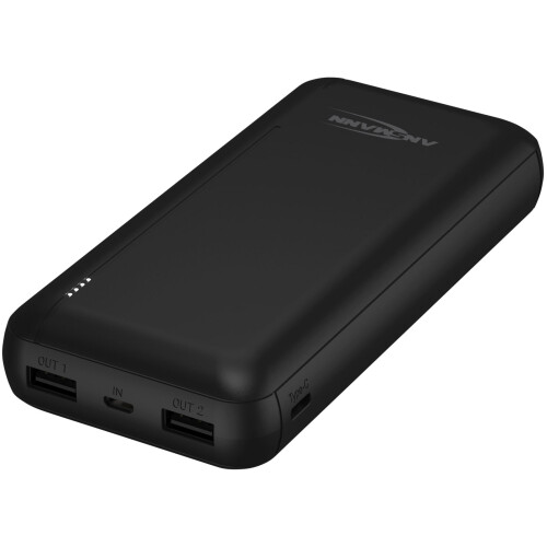 Powerbank - ANSMANN - 20000 mAh - LiPo - Micro USB, USB-C - Schwarz
