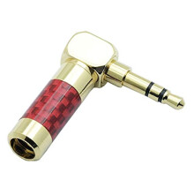 100pcs Gold Plated 3.5mm Right Angle Audio Plug Carbon Fiber Stereo Connector for Headphones