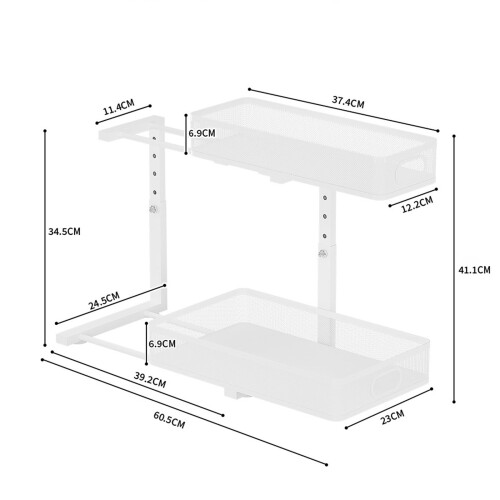 Multilayer Metal Under Sink Drawer Slide Out Rack Under-Black 2