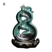 Backflow Incense Burner Lotus Leaf Design Handmade Ceramic Classical Fadeless Incense Holder for Office