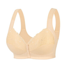 Front Snap Bras for Women Seamless Full Coverage Bra Gathering Push Up Front Closure Bralette Snug Breathable Bra Beige 50D
