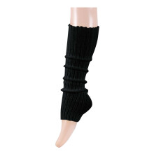 Knit Leg Warmers for Women Ribbed Solid Black 80 cm