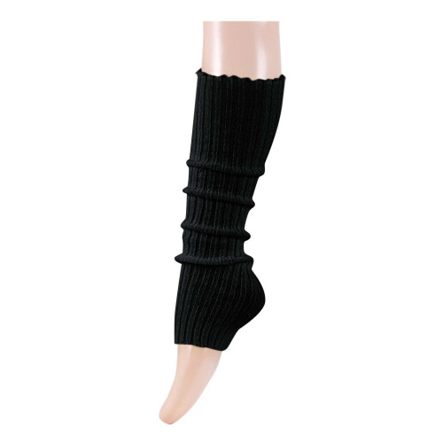Knit Leg Warmers for Women Ribbed Solid Black 80 cm