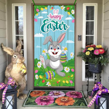 Easter Door Cover Banner 72.8x35.4 Inch Indoor Outdoor
