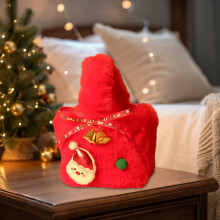 7 rote Weihnachtsgeschenktüten, 14 cm, Polyester, wiederverwendbar
