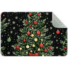 Aesthetic Christmas Tree Pattern Small Area Rug, Non-Slip Door Mat Indoor Floor Mat, Washable Kitchen Rug Entrance DMat for Bedroom Living Room