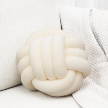 Ball Knot Throw Pillows Round Flannel Cushions 8 Inch White