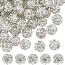 50pcs 6mm Rhinestone Clay Beads, White Czech Crystal Polymer Clay Spacer Beads for Earrings, Bracelets, Necklaces, DIY Jewelry Making