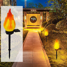 AuroraX Solar Flame Torch Pathway Lights, Waterproof Flickering Flame Landscape Lighting, Solar Stake Lights for Garden/Patio/Backyard/Driveway, Warm