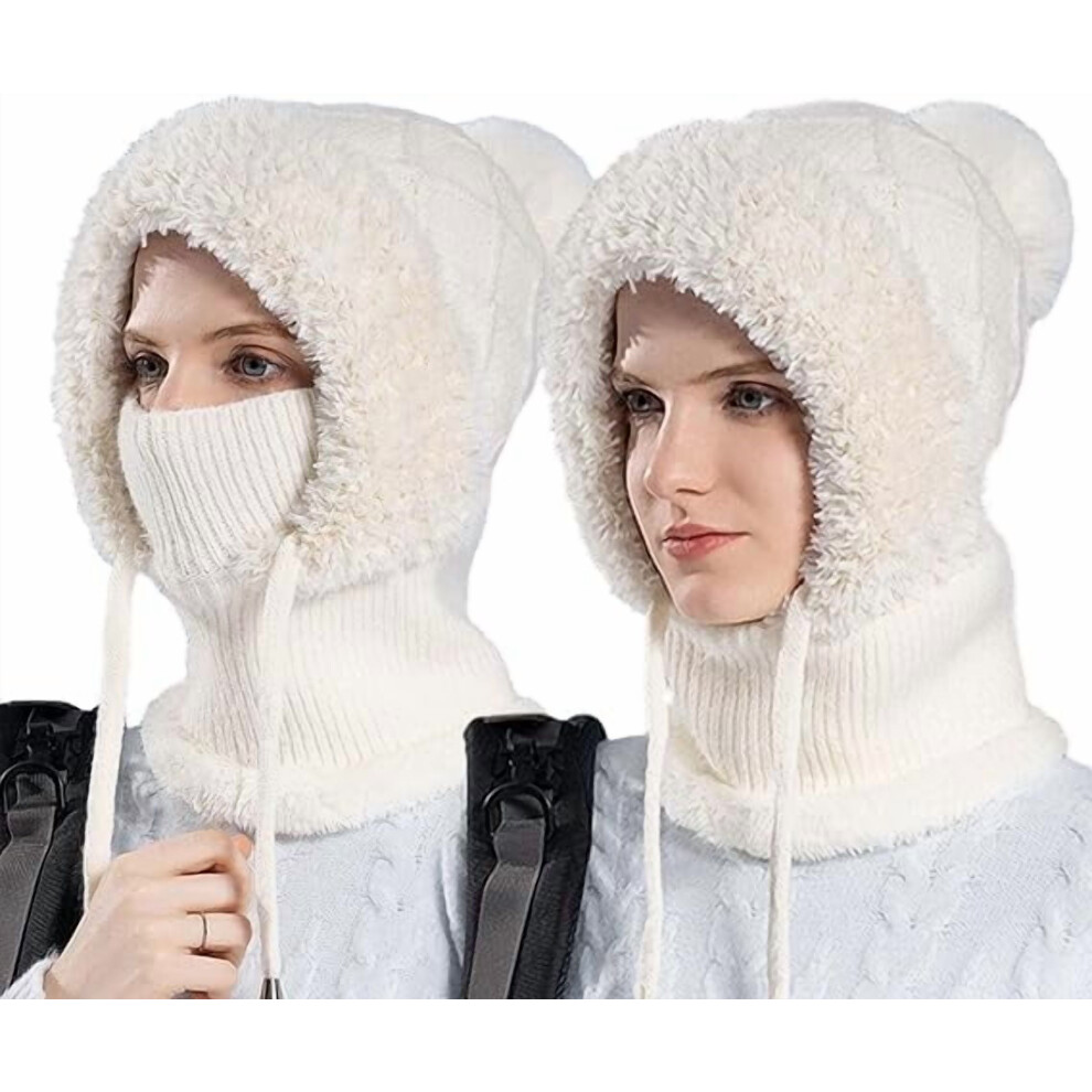 3 In 1 Beanie Hat With Scarf And Mask, Women's Outdoors Windproof Scarf Hat, Knitted Ski Mask Set 9448483465465