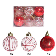 AuroraX 6-Pc Red Glitter Ball Ornaments, 3.1", Hand-Painted Deco Mesh, Compatible with Christmas Tree