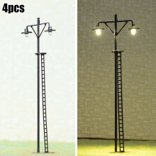HO Scale LED Street Lights Metal 4-Pack