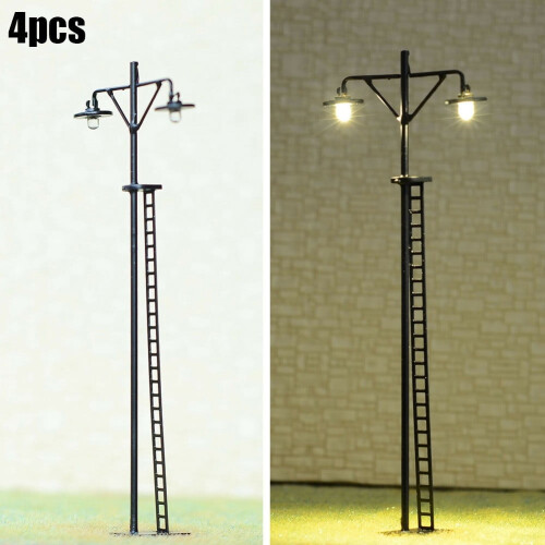 HO Scale LED Street Lights Metal 4-Pack