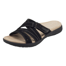 Women's Boho Leather Slide Sandals, Open-Toe Flip Flops for Beach, Outdoor & Hiking – Black, Compatible with Summer Fashion