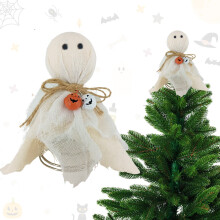 Halloween white gauze ghost hanging ornaments, horror party props for indoor and outdoor haunted house porch yard tree decorations