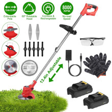 21V String Trimmer Cordless with 2x1.5Ah Battery and Charger Electric Weed Wacker 3 Cutting Blades Extendable Grass Trimmer for Lawn Garden Yard
