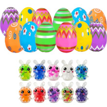 12 Mini-Quetschbälle mit Osterhasen- und Eiermotiven – Ideal als Füllmaterial für Osternester und Eier, als Stressabbau-Spielzeug für Kinder