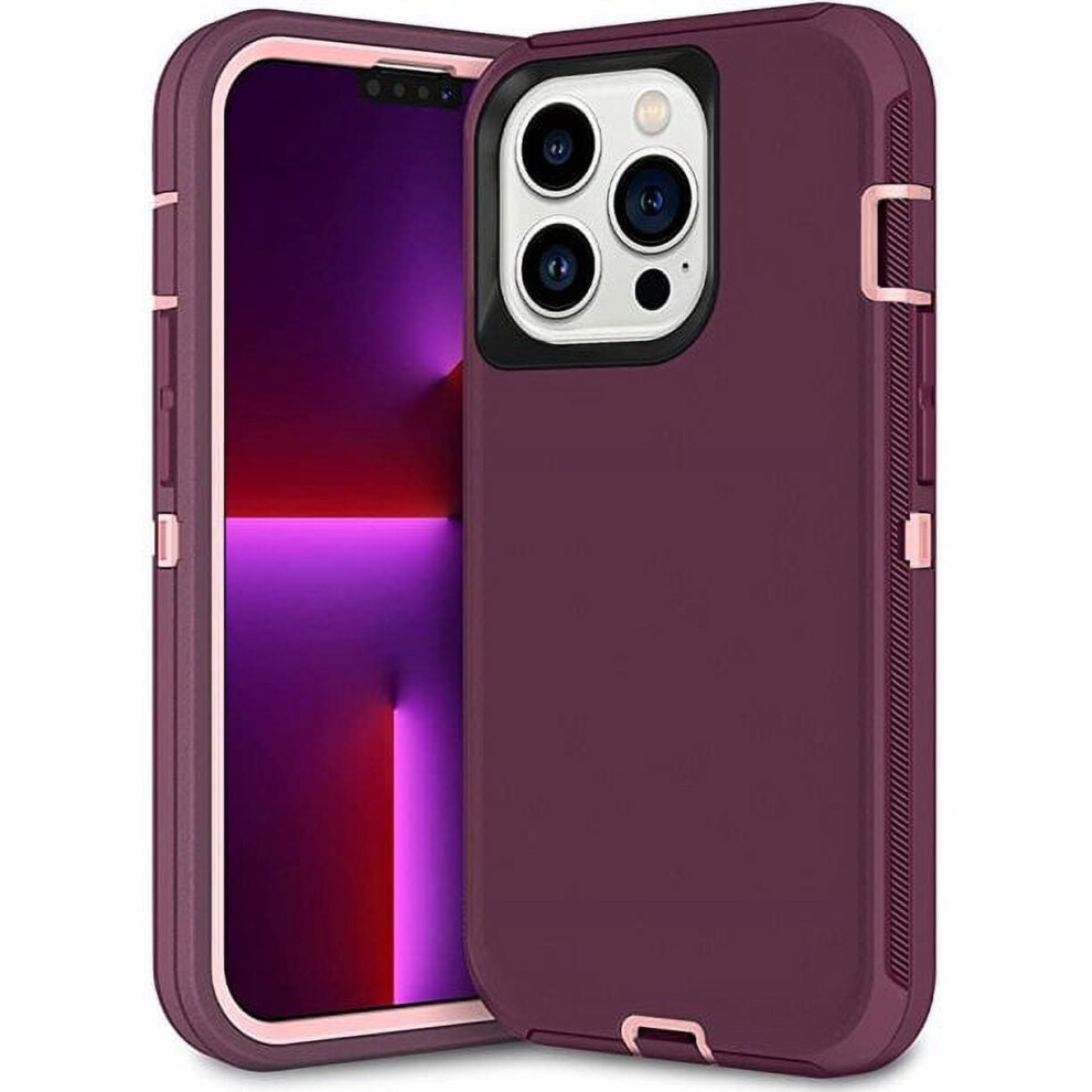 Heavy Duty Case Designed For Compatible With Iphone 12 Shockproof Triple Layer Rugged Case, Purple 9448483568395